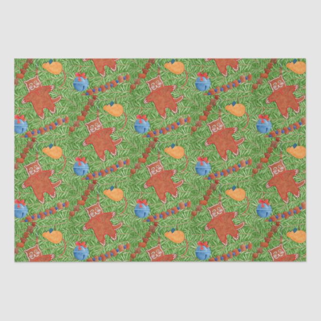 GINGERBREAD KITTY Tissue Paper (Front)