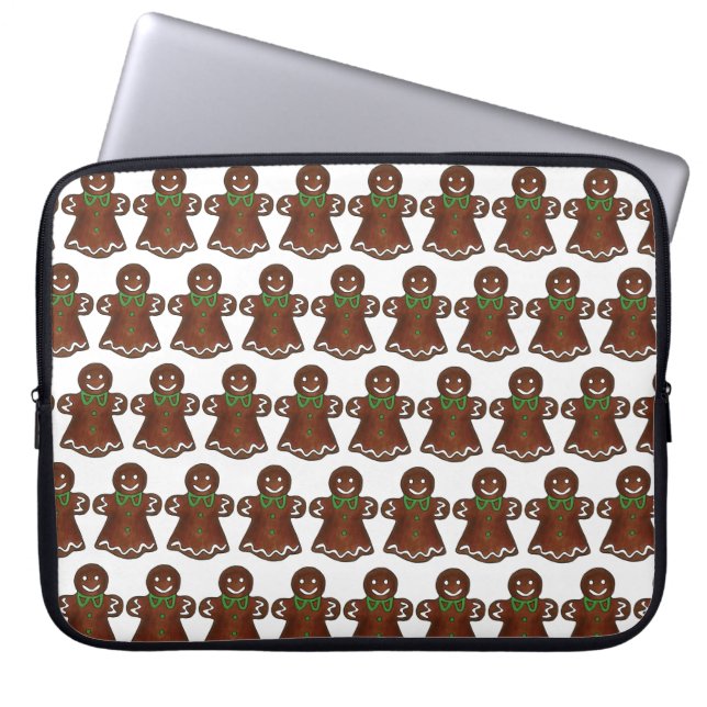 Gingerbread Lady Woman Christmas Holiday Cookie Laptop Sleeve (Front)