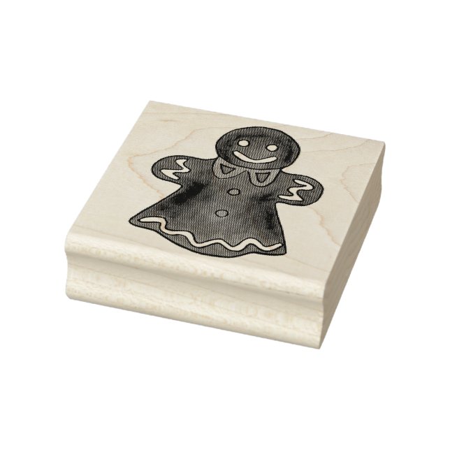 Gingerbread Lady Woman Christmas Holiday Cookie Rubber Stamp (Stamp)