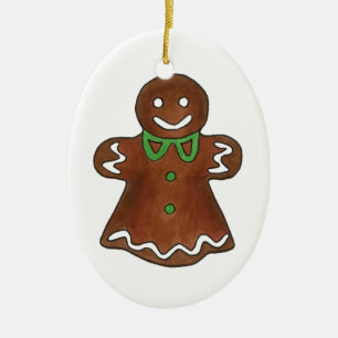 Gingerbread Lady Woman Christmas Holiday Cookies Ceramic Tree Decoration