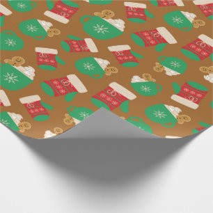 Gingerbread Latte Christmas Gloves Brown Seamless Wrapping Paper