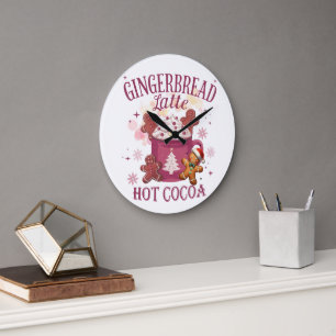 Gingerbread latte hot cocoa christmas large clock