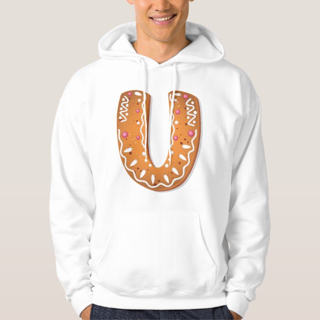 Gingerbread Letter U Monogram Holiday Cookie Hoodie (Front)