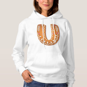 Gingerbread Letter U Monogram Holiday Cookie Hoodie