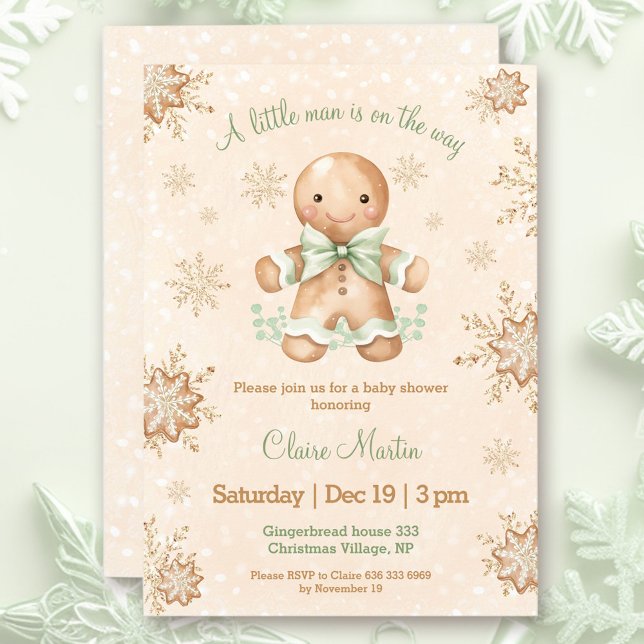 Gingerbread Little Man Christmas Baby Shower Invitation (Gingerbread Little Man Christmas Baby Shower Invitation)