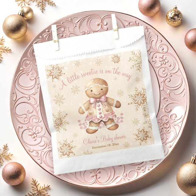 Gingerbread Little Sweetie Christmas Baby Shower Favour Bags (Gingerbread Little Sweetie Christmas Baby Shower Favor Bag)