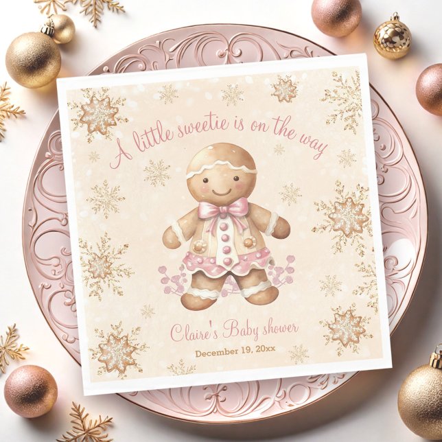 Gingerbread Little Sweetie Christmas Baby Shower Napkin (Gingerbread Little Sweetie Christmas Baby Shower Napkins)