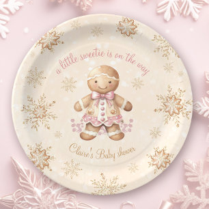 Gingerbread Little Sweetie Christmas Baby Shower Paper Plate