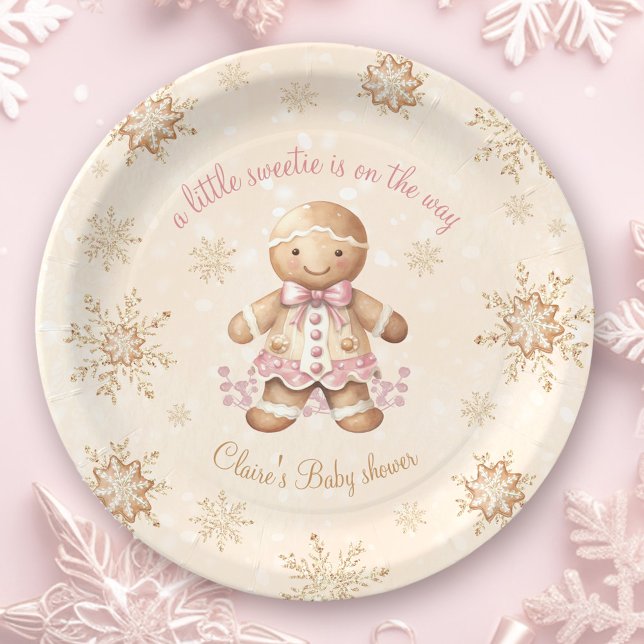 Gingerbread Little Sweetie Christmas Baby Shower Paper Plate (Gingerbread Little Sweetie Christmas Baby Shower Paper Plates)