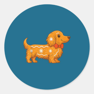 Gingerbread Long Hair Dachshund Christmas Pajama T Classic Round Sticker