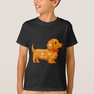Gingerbread Long Hair Dachshund Christmas Pajama T T-Shirt