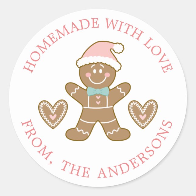 Gingerbread Made With Love Christmas Classic Round Sticker (Front)