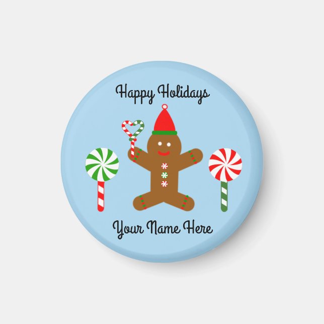 Gingerbread Man #1 Round Magnet  (Front)