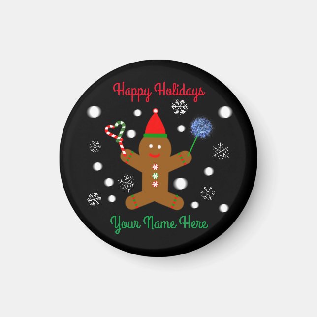 Gingerbread Man #2 Round Magnet  (Front)