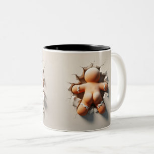 Gingerbread man 3D back and front views Two-Tone Coffee Mug