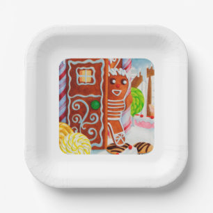 GINGERBREAD MAN 7" Square Paper Plates