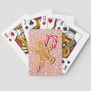Gingerbread Man and Candy Cane Art Playing Cards