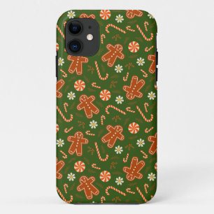 Gingerbread man and candy cane pattern Case-Mate iPhone case