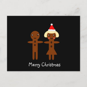 Gingerbread Man and Girl  Merry Christmas 2 Holiday Postcard