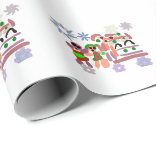 Gingerbread man and woman love wrapping paper
