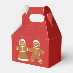 Gingerbread Man and Woman on Red Favour Box