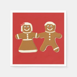 Gingerbread Man and Woman on Red Napkin