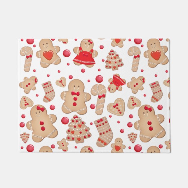 Gingerbread Man Baked Cookies Rustic Whimsical Doormat (Front)