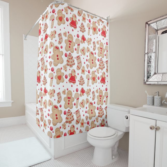 Gingerbread Man Baked Cookies Rustic Whimsical Shower Curtain (In Situ)