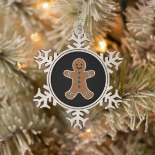 Gingerbread Man Body Costume for Christmas Snowflake Pewter Christmas Ornament