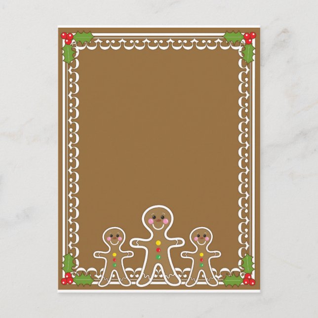 Gingerbread Man Border Postcard (Front)