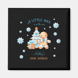 Gingerbread Man Boy Blue Christmas Baby Shower Magnet