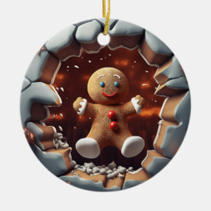 Gingerbread Man Breakout, Christmas  Ceramic Tree Decoration