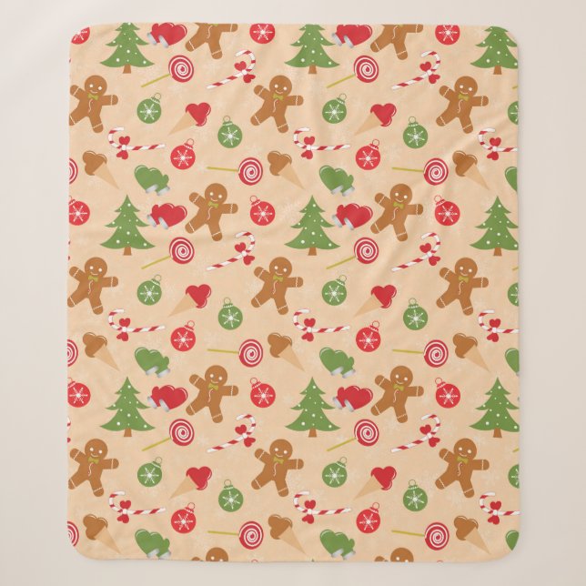 Gingerbread Man, Candy and ice cream Sherpa Blanket (Front)