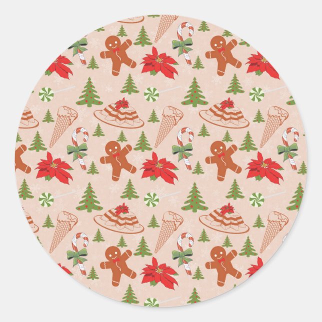 Gingerbread Man,Candy mints and ice cream Classic Round Sticker (Front)