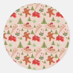 Gingerbread Man,Candy mints and ice cream Classic Round Sticker