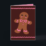 Gingerbread Man Card<br><div class="desc">A big gingerbread boy with pink icing is the focal point of this Christmas card! The designs are from original illustrations.</div>