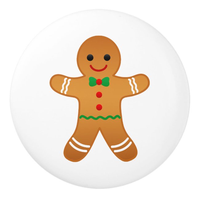Gingerbread Man Ceramic Knob (Front)