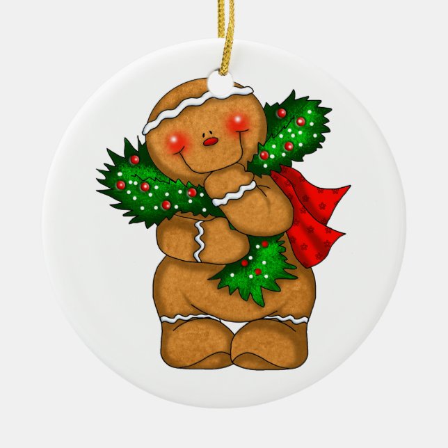 Gingerbread Man  Ceramic Tree Decoration (Front)
