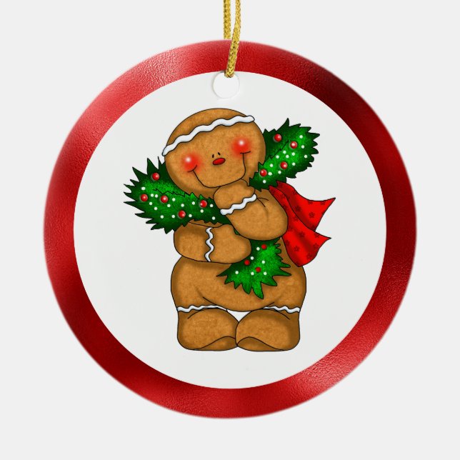Gingerbread Man  Ceramic Tree Decoration (Front)