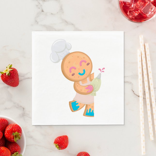 Gingerbread Man Chef with Piping Bag Napkin (Creator Uploaded)