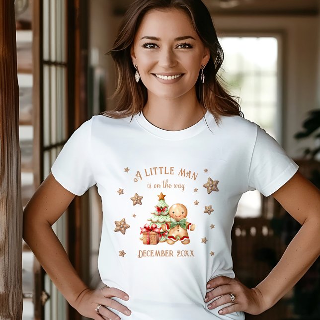 Gingerbread Man Christmas Baby Announcement Tri-Blend Shirt (Gingerbread Man Christmas Baby Announcement Tri-Blend Shirt)
