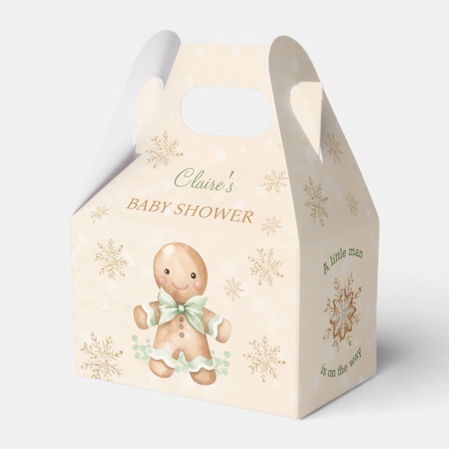 Gingerbread Man Christmas Baby Shower Favour Box (Front Side)
