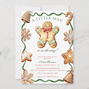 Gingerbread Man Christmas Baby Shower Invitation