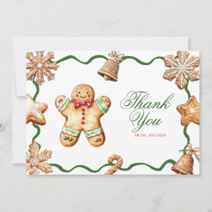 Gingerbread Man Christmas Baby Shower Thank You Card