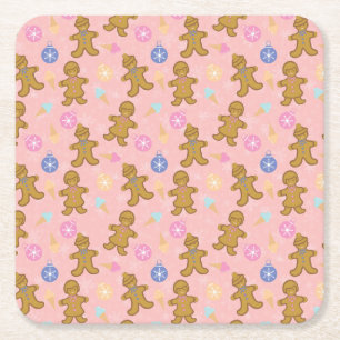 Gingerbread Man,Christmas balls Square Paper Coaster