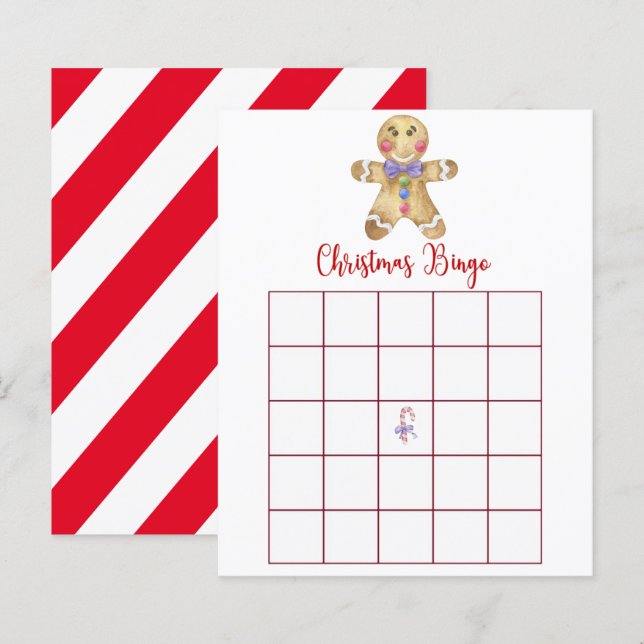 Gingerbread man - Christmas Bingo Game Card (Front/Back)