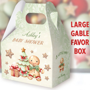 Gingerbread Man Christmas Boy Baby Shower Large Favour Box