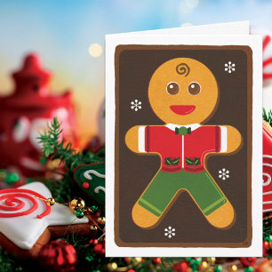 Gingerbread Man Christmas Cookie Blank Card