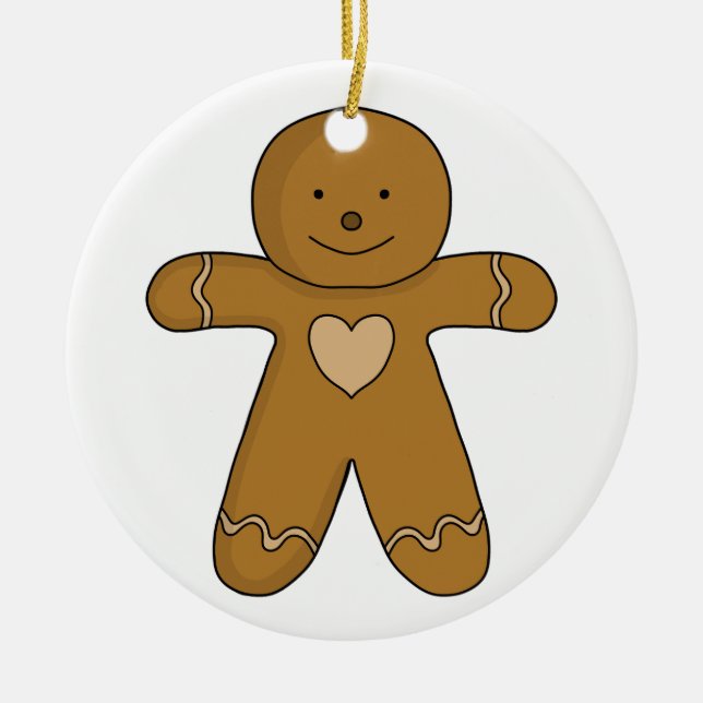 GingerBread Man Christmas Cookie Ceramic Tree Decoration (Front)