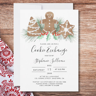 Gingerbread Man Christmas Cookie Exchange Party  Invitation